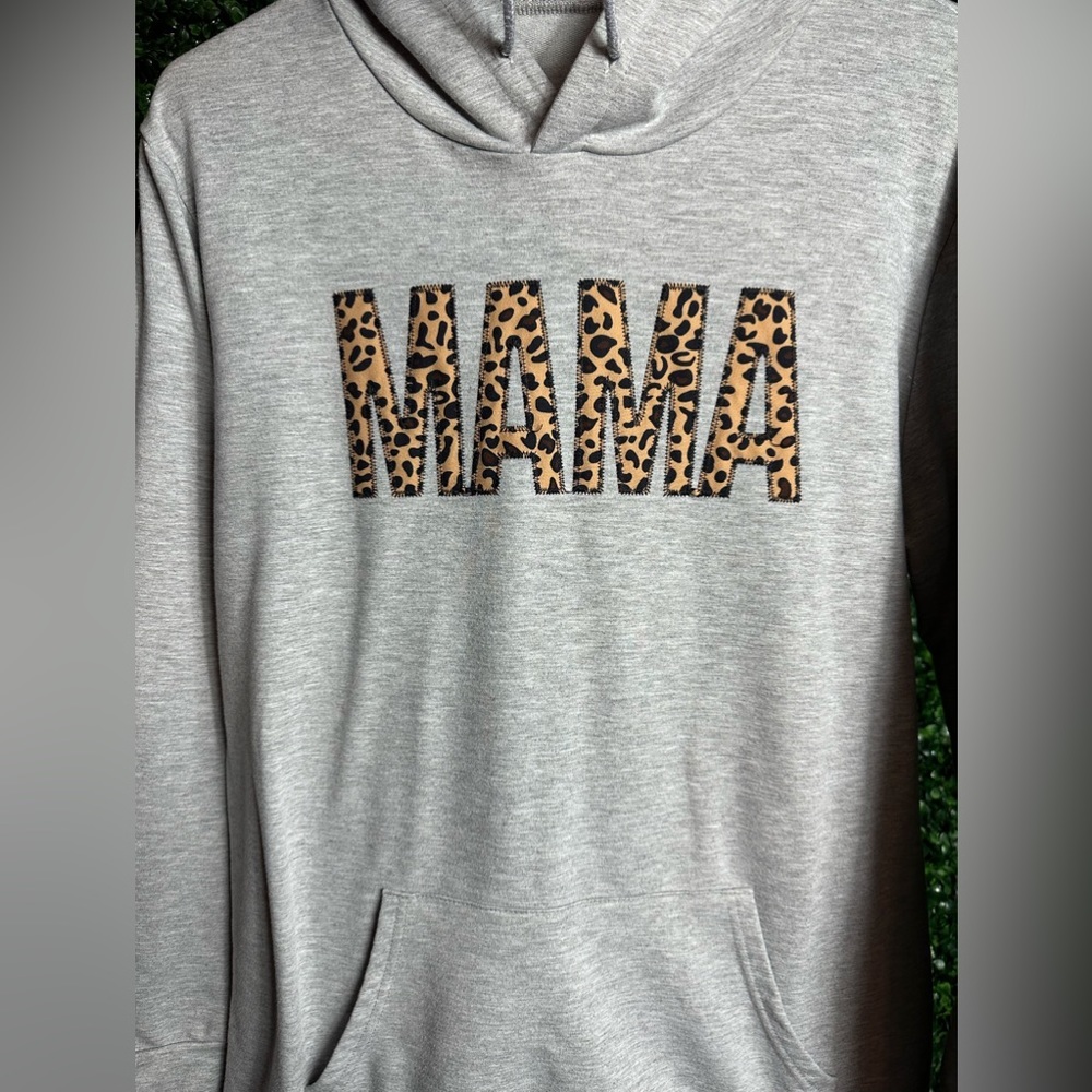 Women’s Leopard Print Mama Gray Large Hoodie - Picture 3 of 5